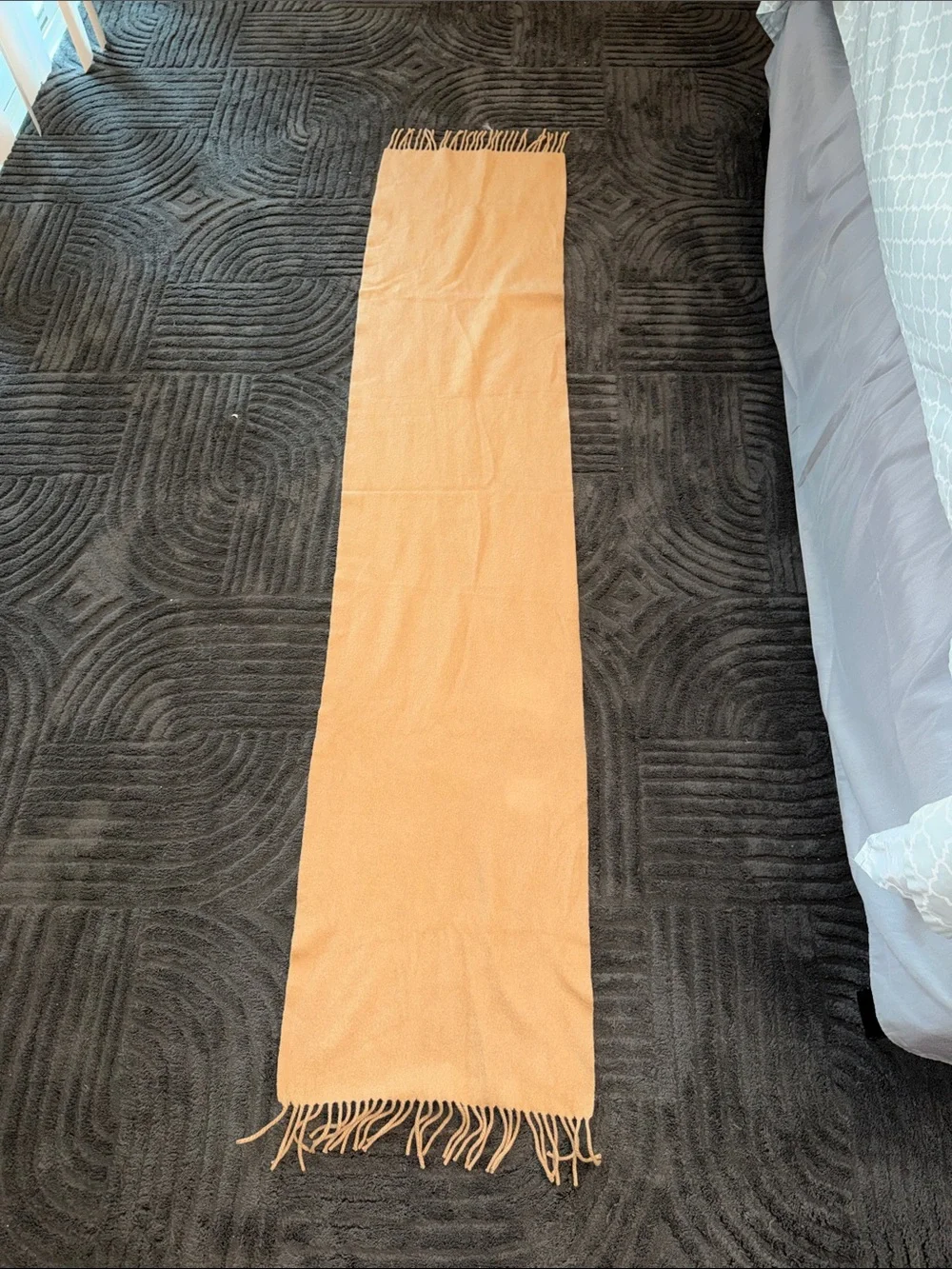 Soft Fringe Long Scarf in Light Camel
